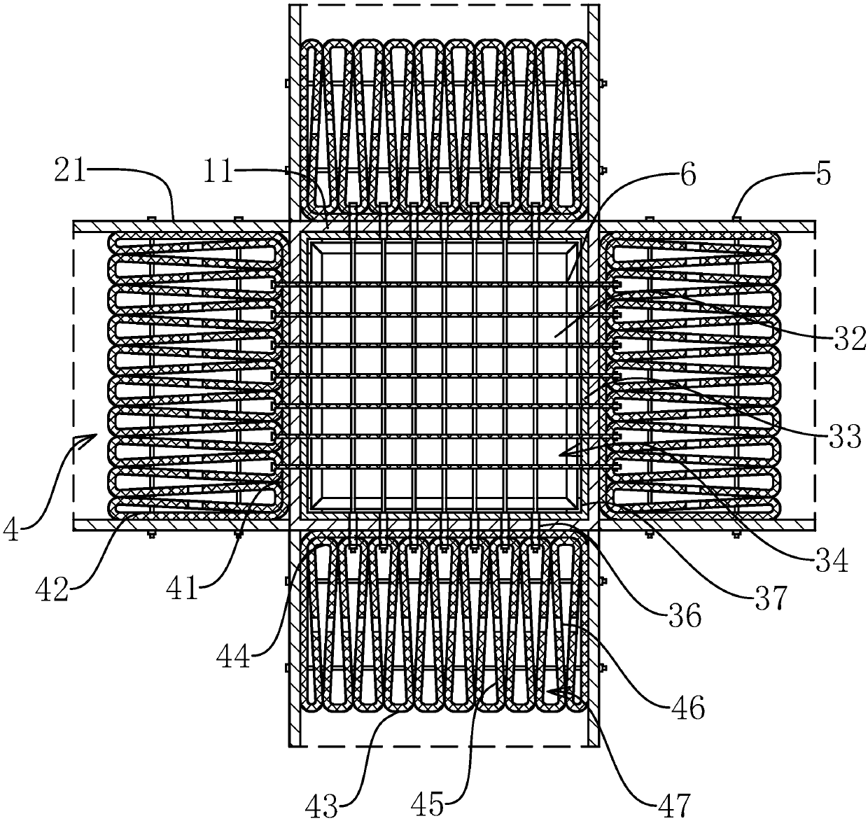 Compact type square pipe beam column node structure and installing method thereof