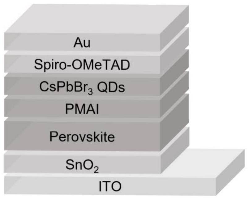 Efficient perovskite solar cell modified by double interface layers and preparation method thereof