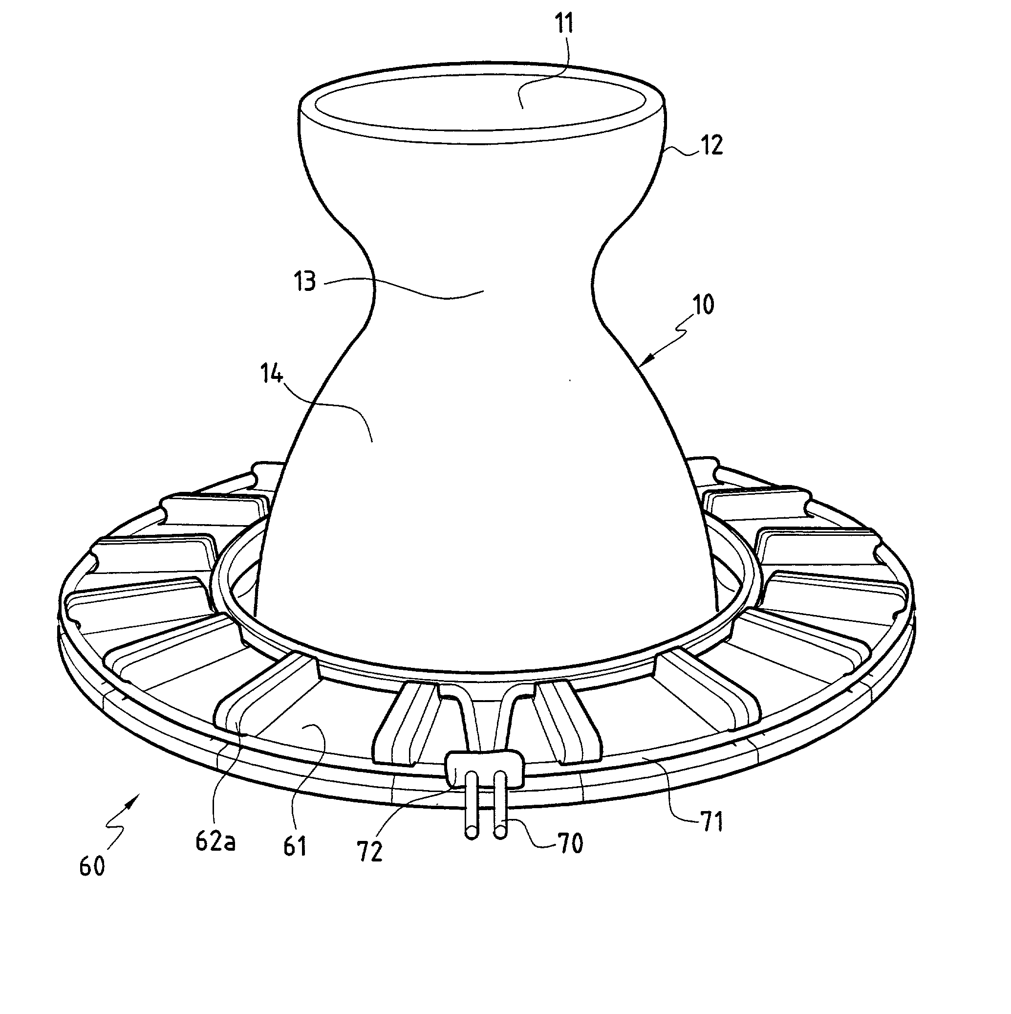 Device for reducing or eliminating jet separation in rocket engine nozzles, and a nozzle including the device