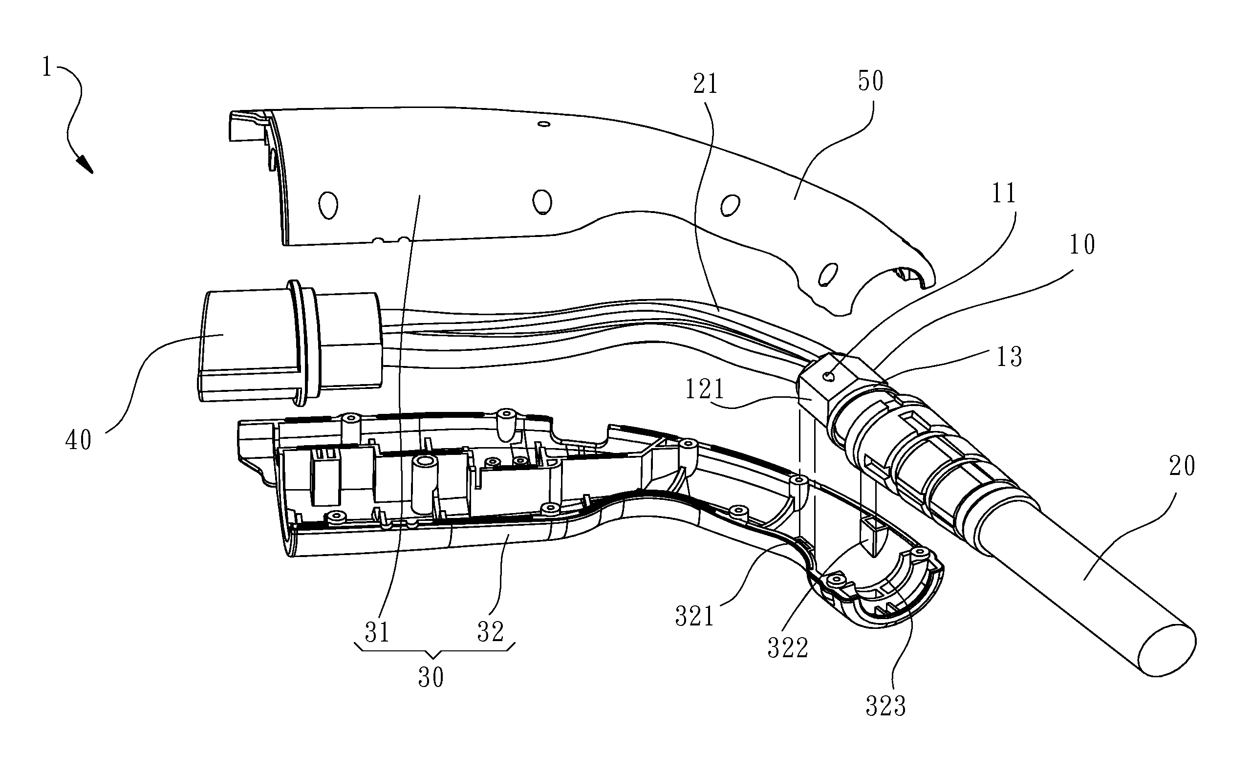 Cable positioning device and charger using same