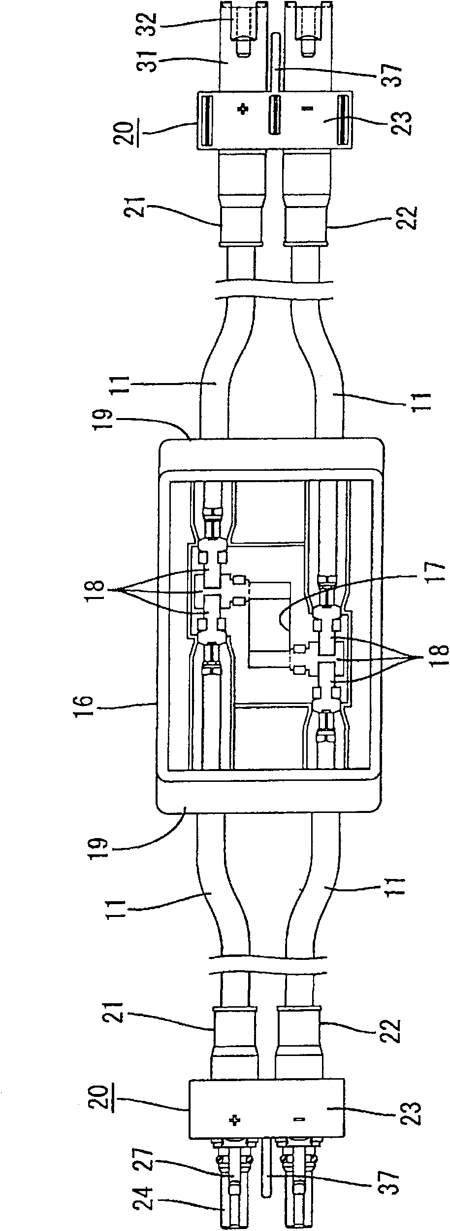 Connector for solar battery module and connection system