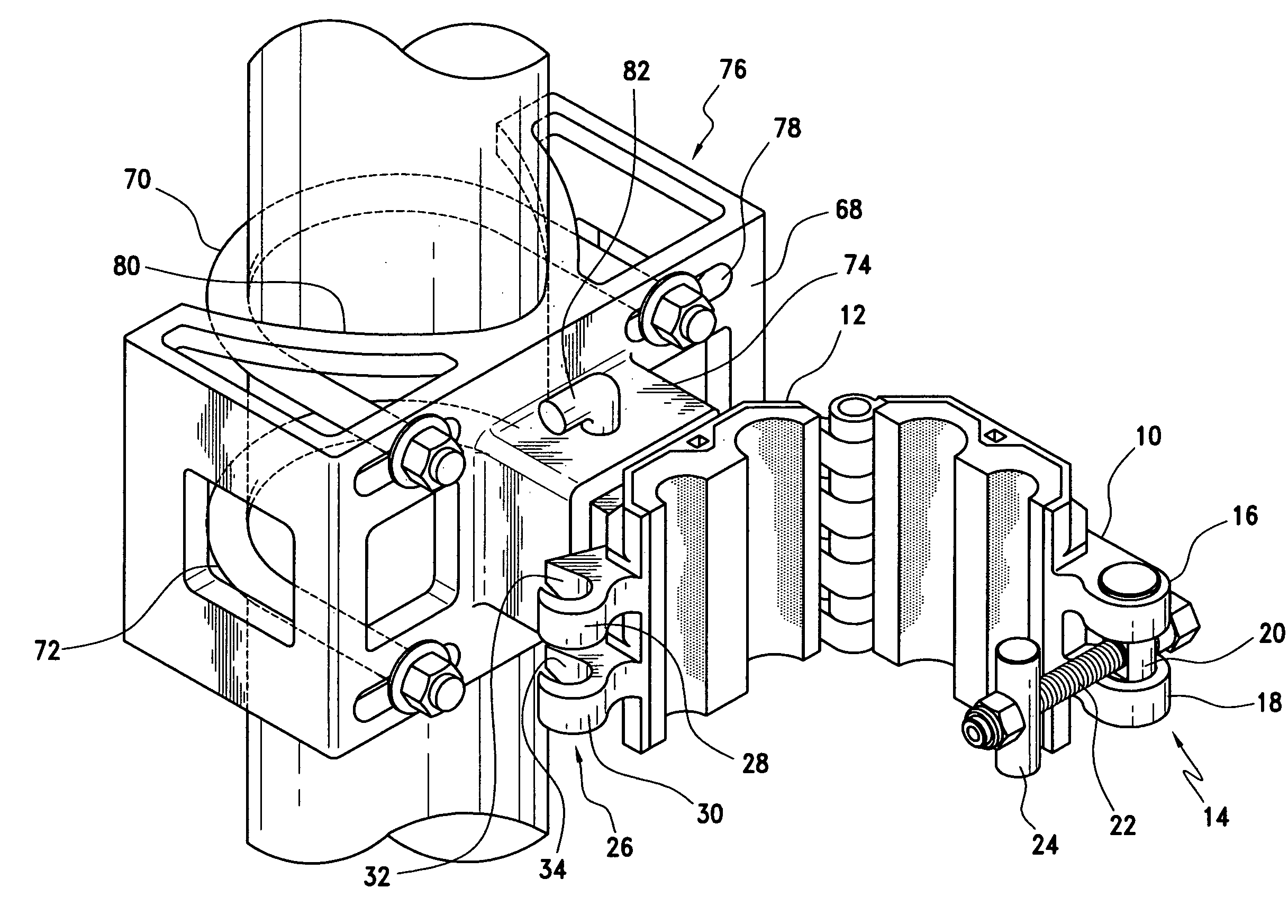 Lined clamp for hoses and control lines