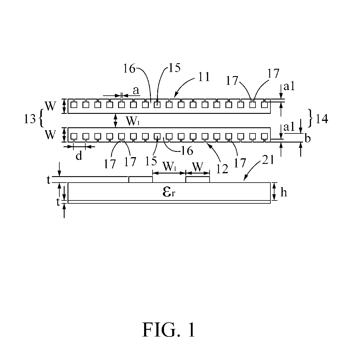 Low cross-talk differential microstrip lines having slots therein of subwavelength configuration