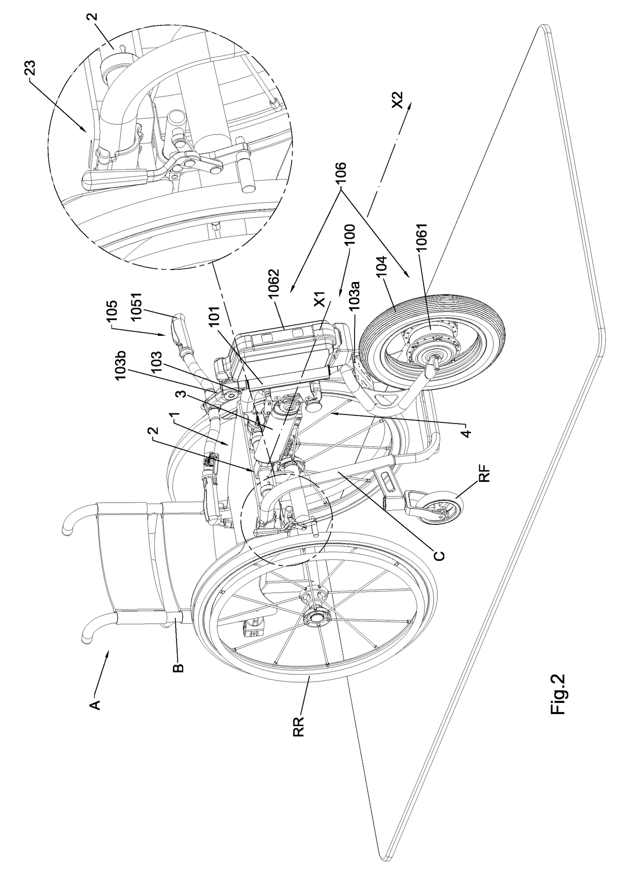 Connection assembly for coupling an auxiliary drive system to a wheelchair for disabled people