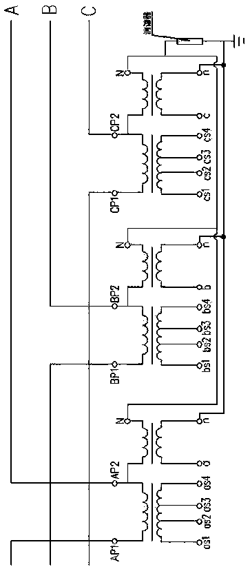 Outdoor totally-enclosed composite insulation three-phase combined mutual inductor