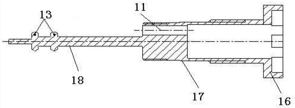 Abrasive flow machining device capable of cleaning sharp edges and burrs at annular grooves in deep holes