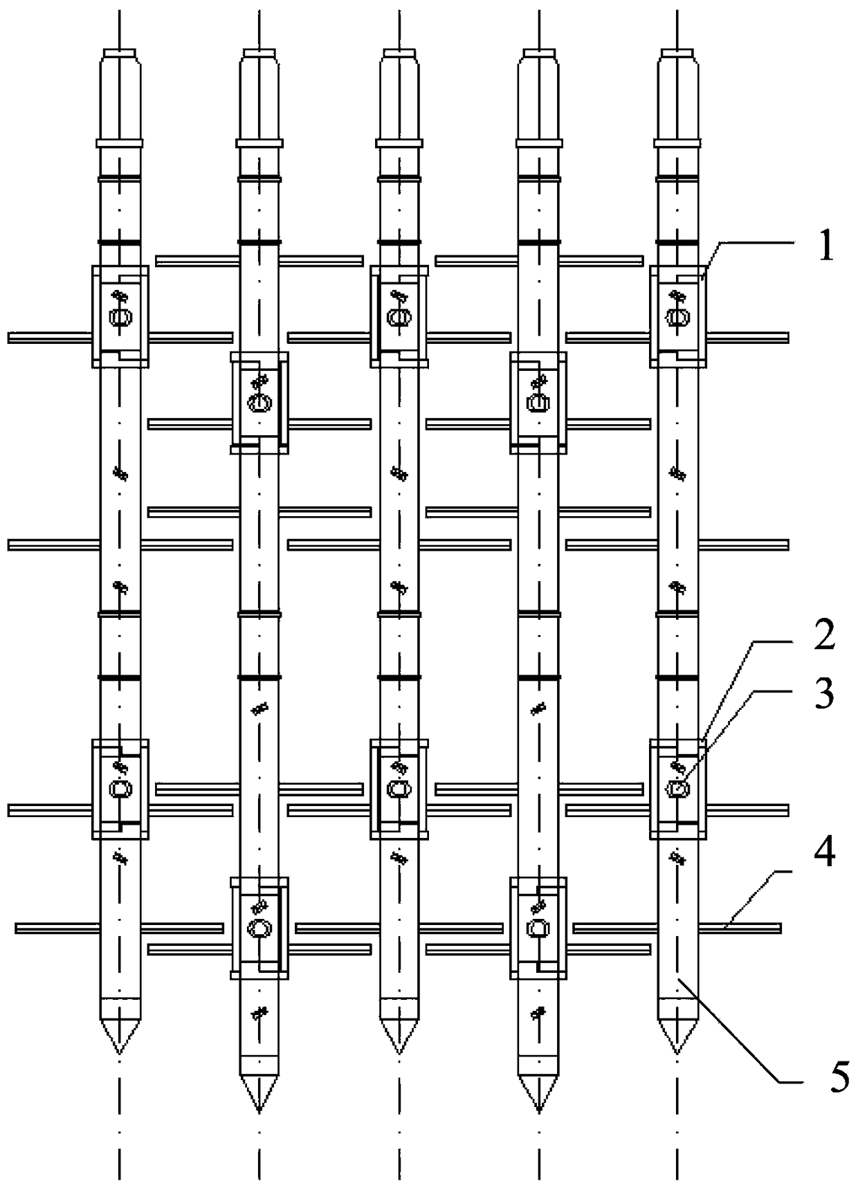 A cement-soil mixing pile device that can convert up and down to spray grout