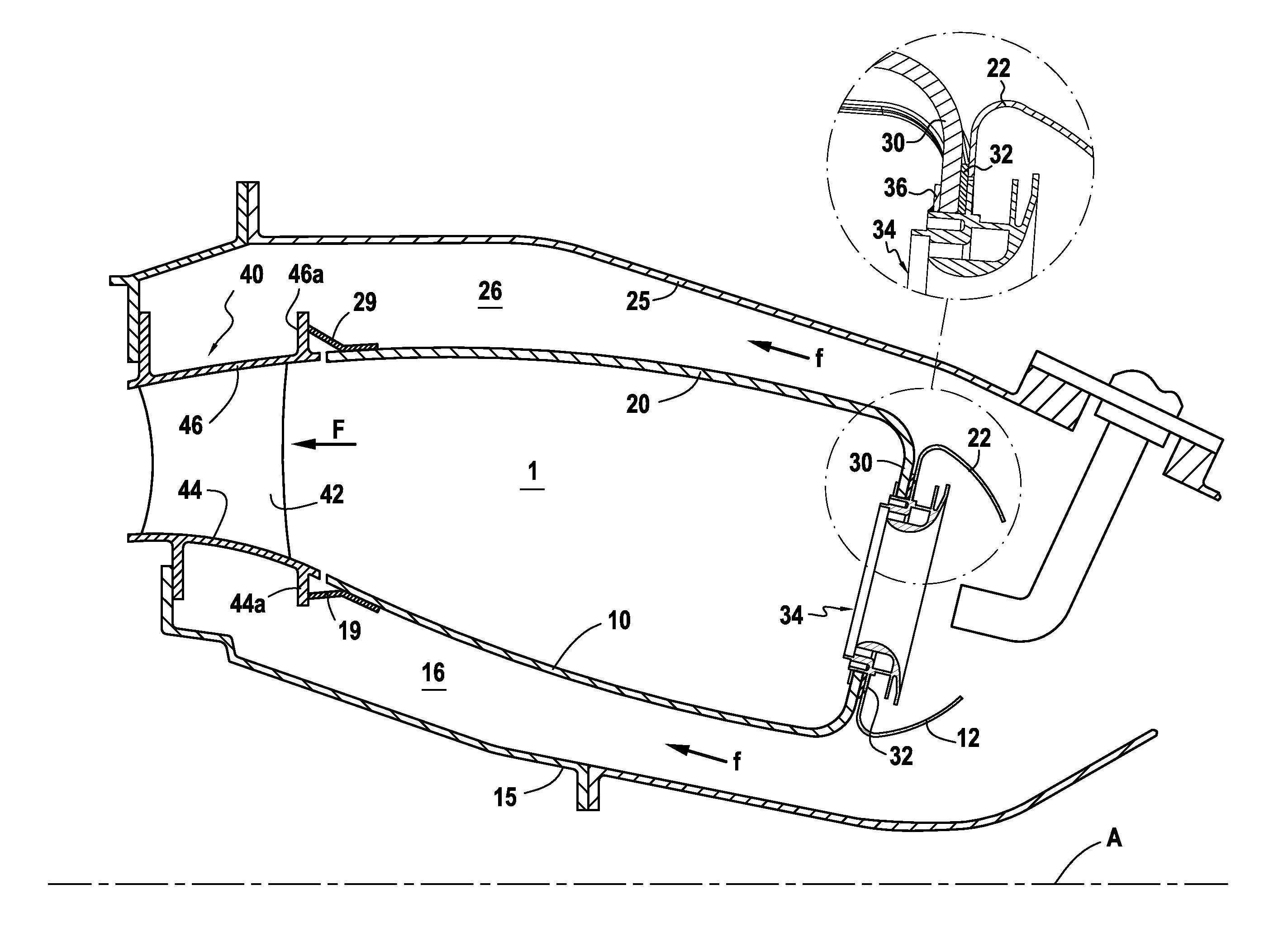 Gas turbine combustion chamber made of CMC material and subdivided into sectors