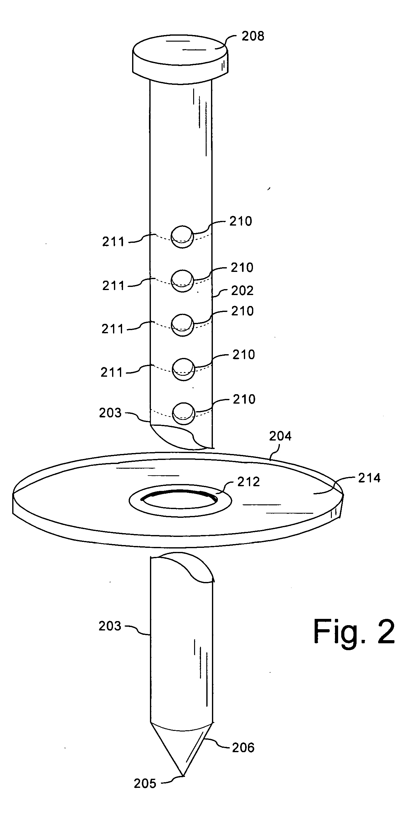 Break-away concrete form stake with self-sealing feature