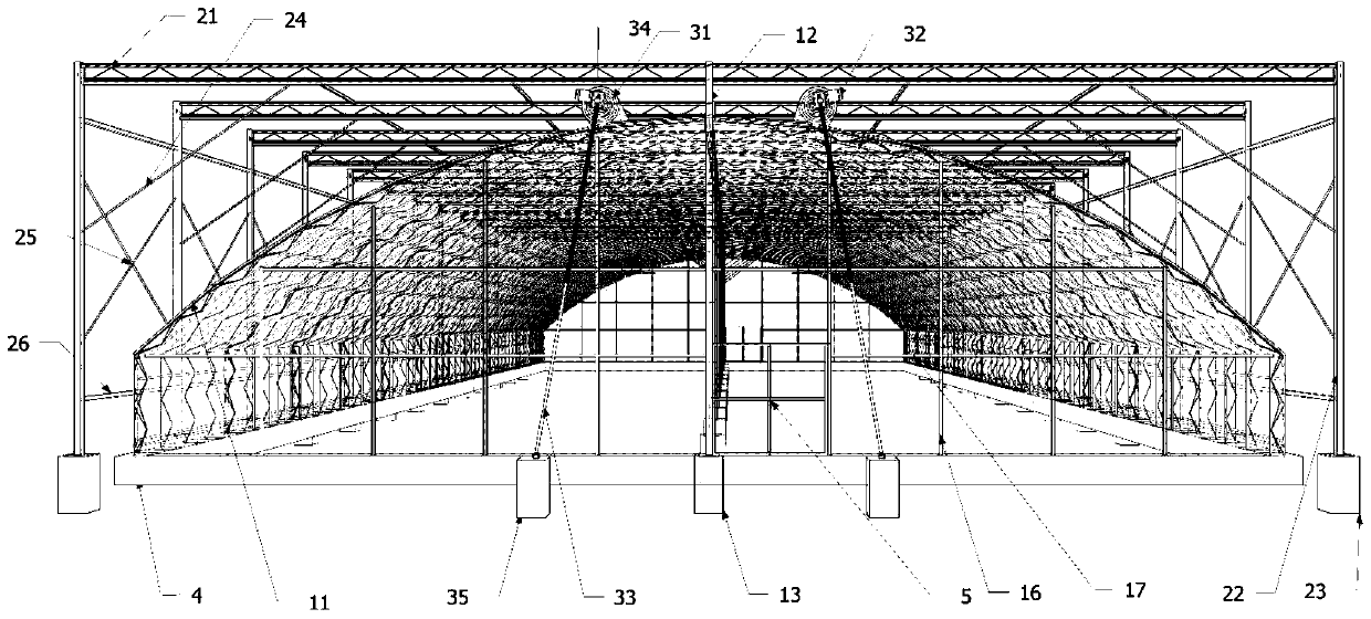 Large-span thin-film plastic greenhouse for year-round production of Yangtze river basin region