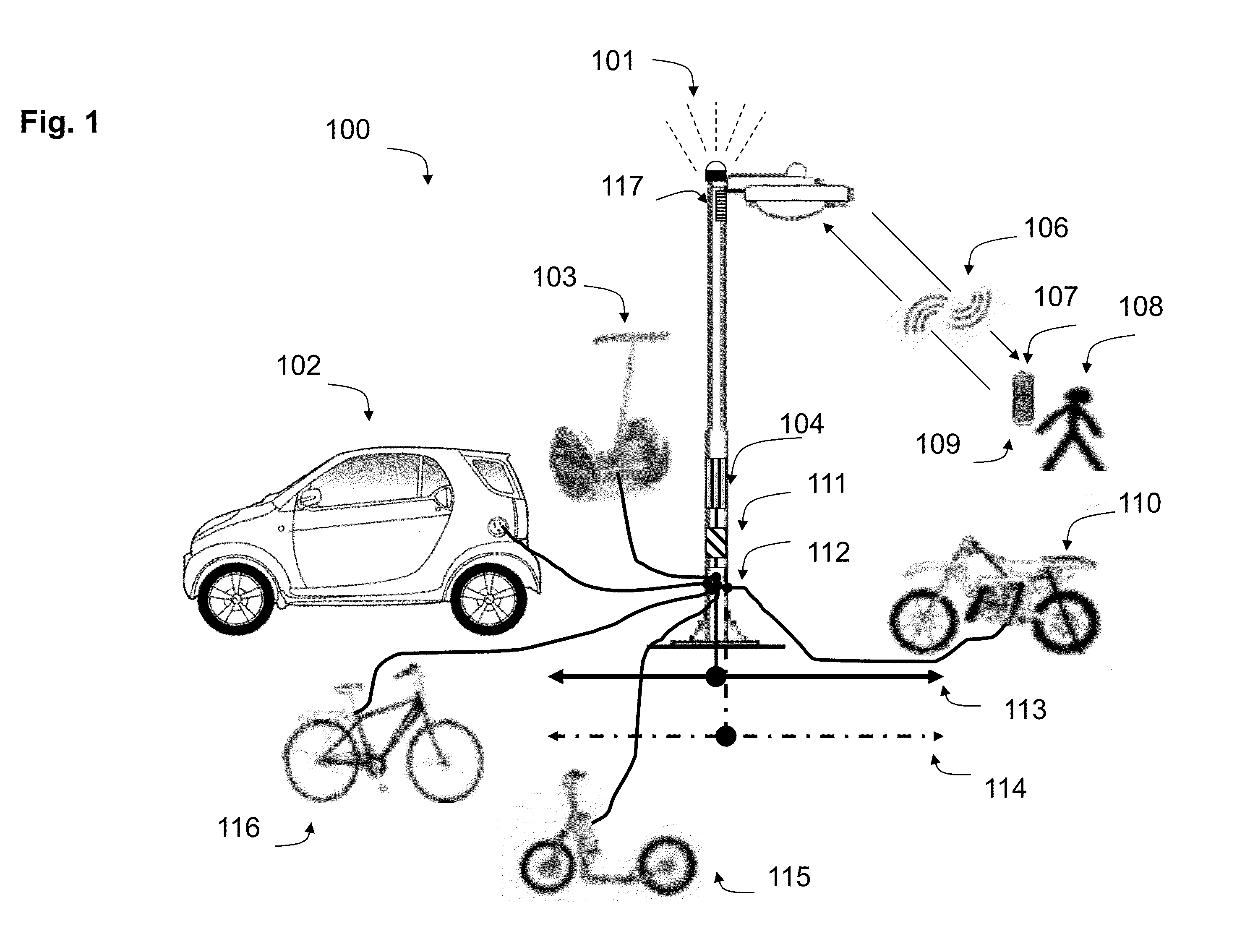 Device and method for automatic billing of power consumption through street poles