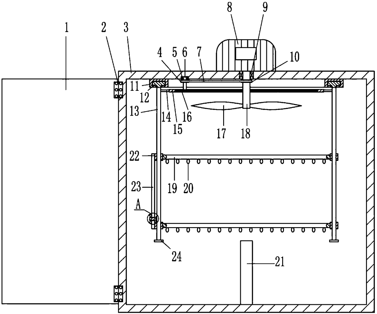 Preserved meat drying box for food processing