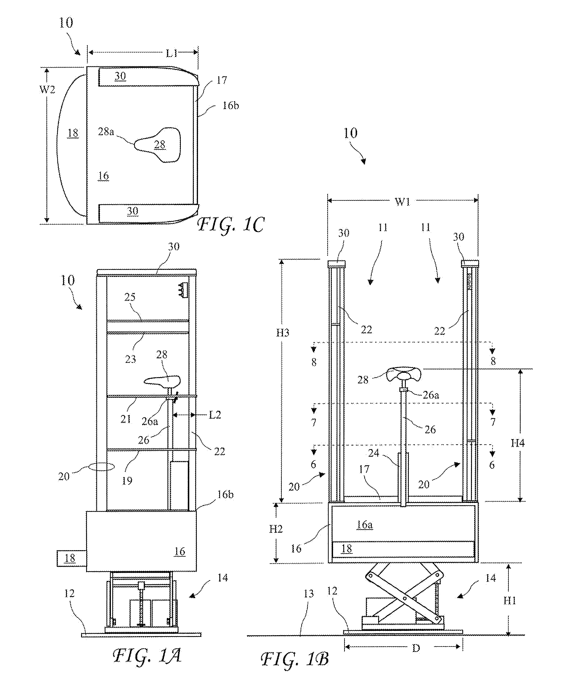 Elevating and rotating ultrasound patient stand