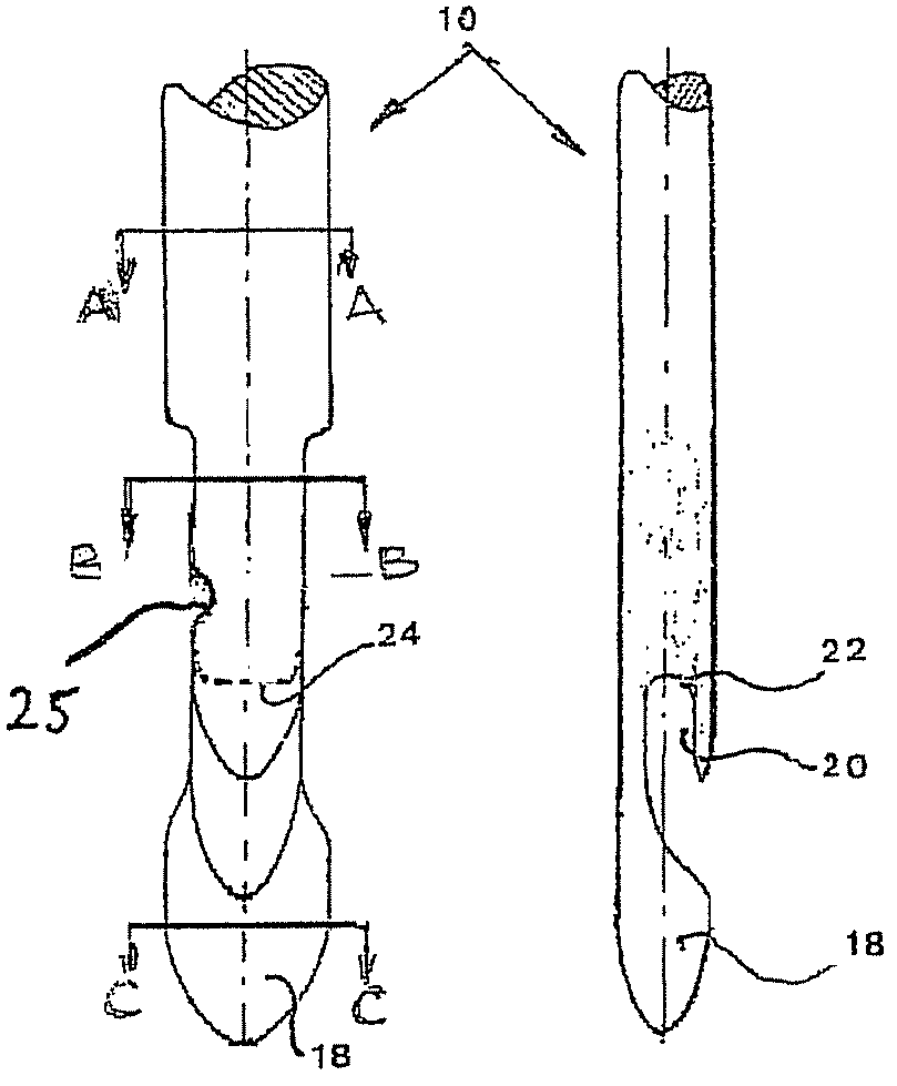 Needle for machine stitching with a composite thread