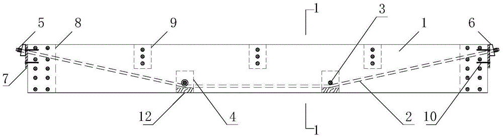 Concealed prestressed wood beam