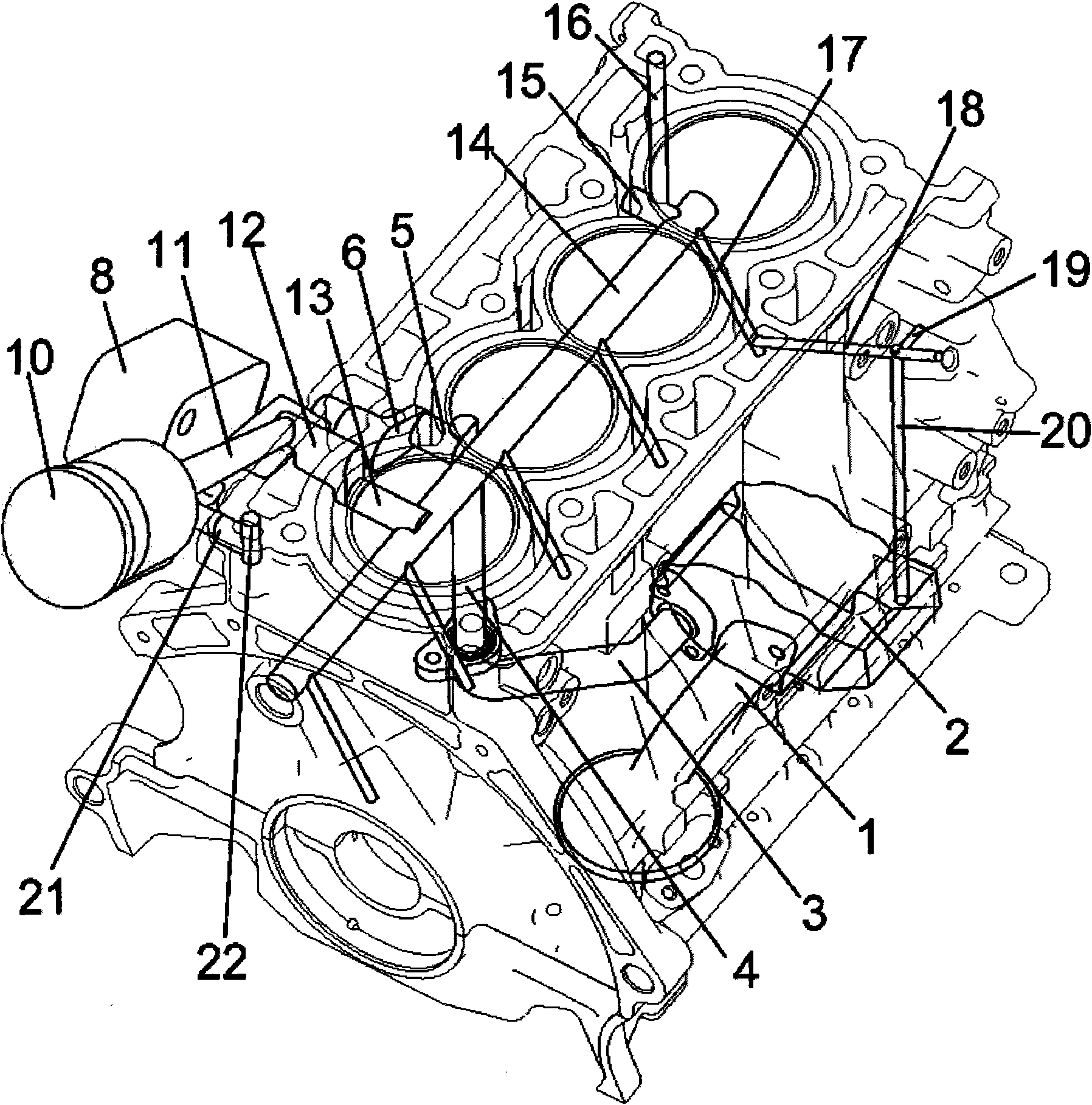 Lubricating oil passage of engine cylinder body assembly