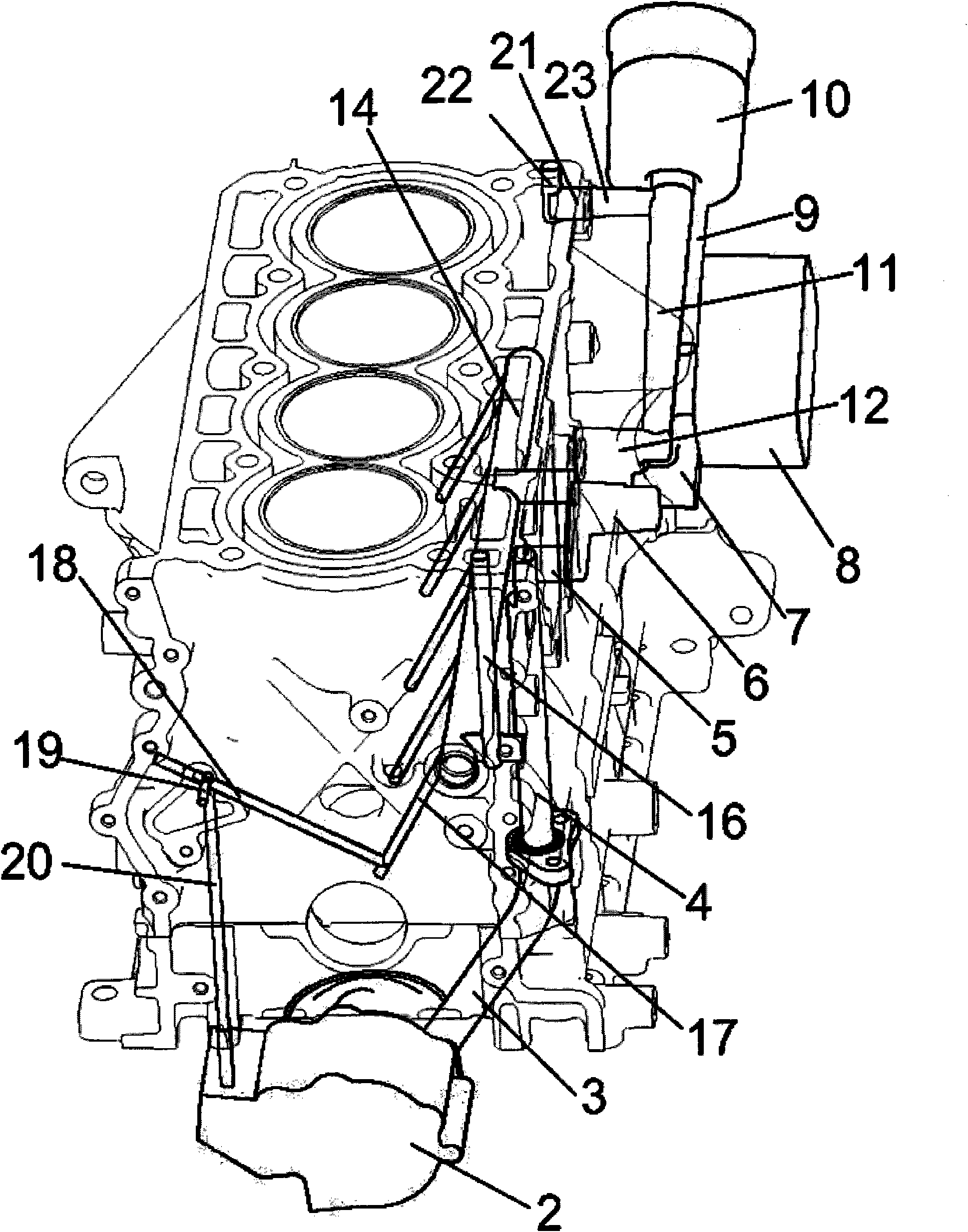 Lubricating oil passage of engine cylinder body assembly