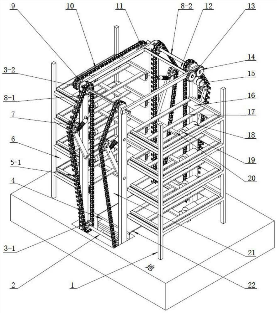 A three-dimensional parking device without reset of the parking plate