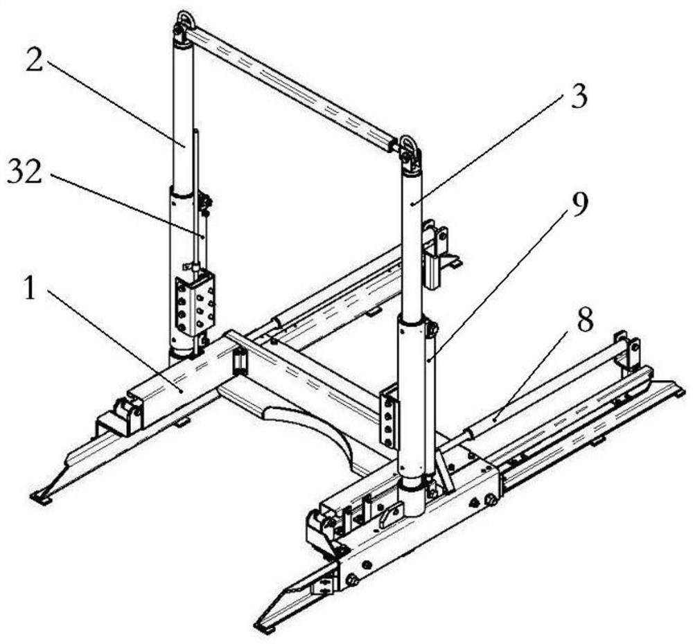 A hydraulic cylinder-driven iron driller's walking mechanism with lifting function and its adjustment method