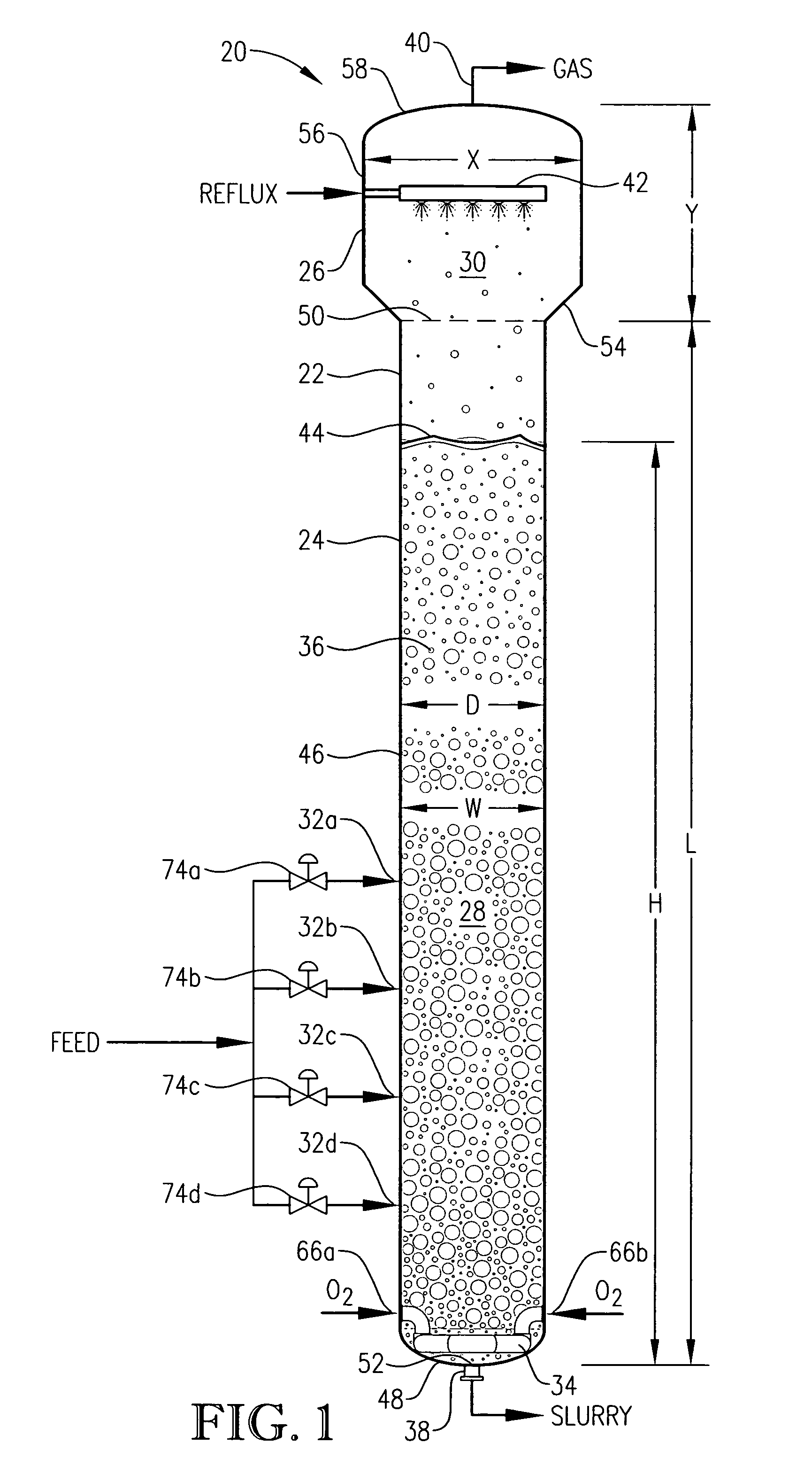 Polycarboxylic acid production system with enhanced residence time distribution for oxidative digestion