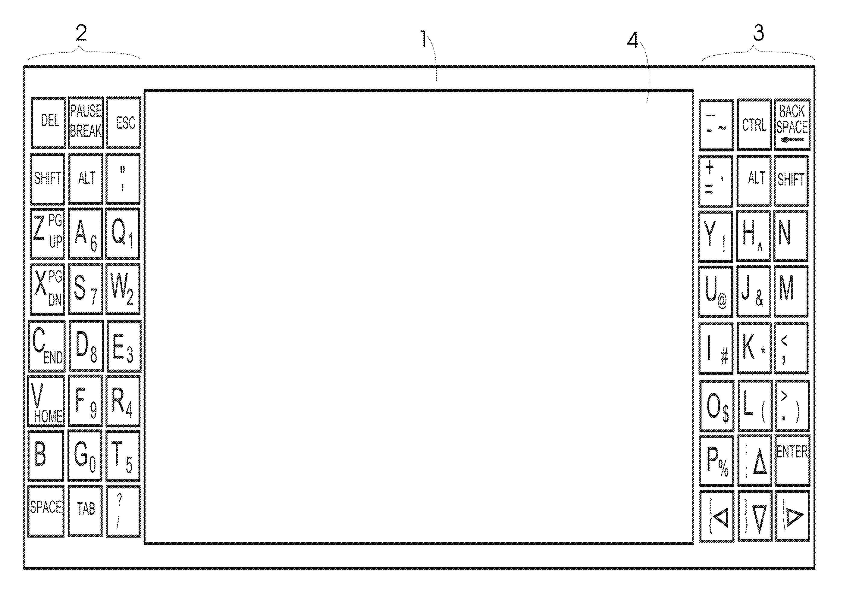 Keyboard and touchpad arrangement for electronic handheld devices