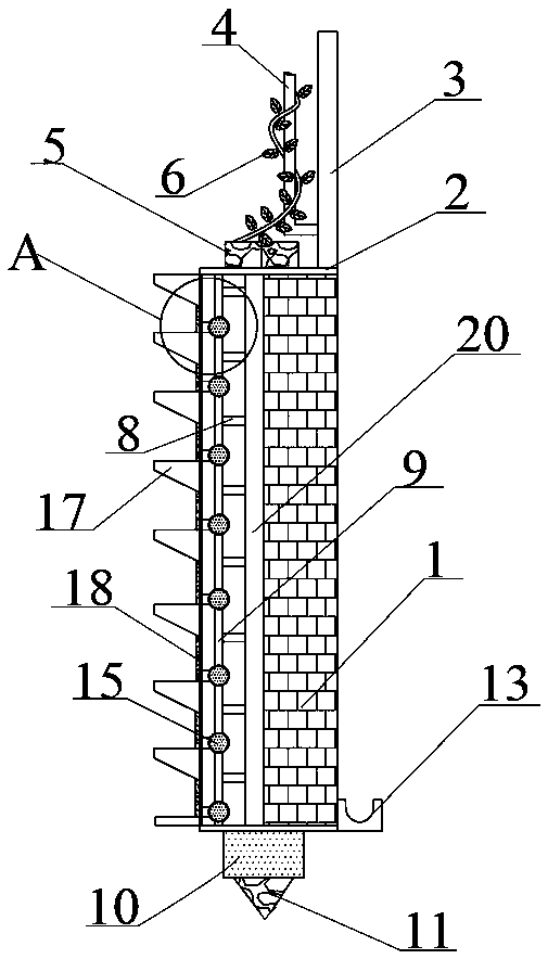 Retaining wall structure used for civil construction and construction method thereof