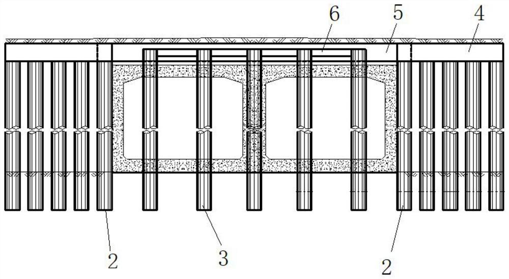 Pushing frame bridge outlet end roadbed protection thrust structure and construction process thereof