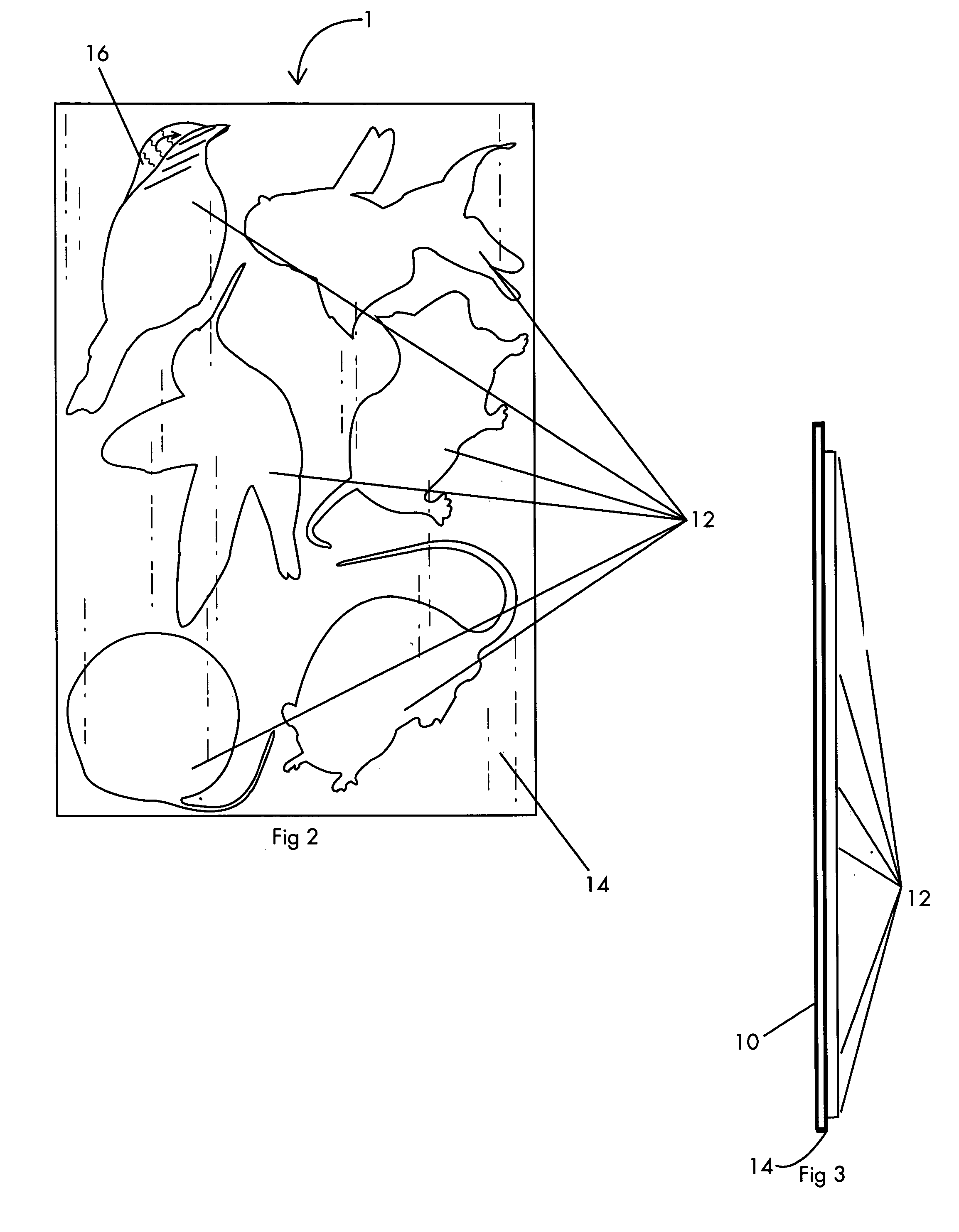 Composition of matter comprising edible surface and substrate, edible ink, non-toxic adhesive, and processed aromatic oil for attracting domesticated animals and process for making same