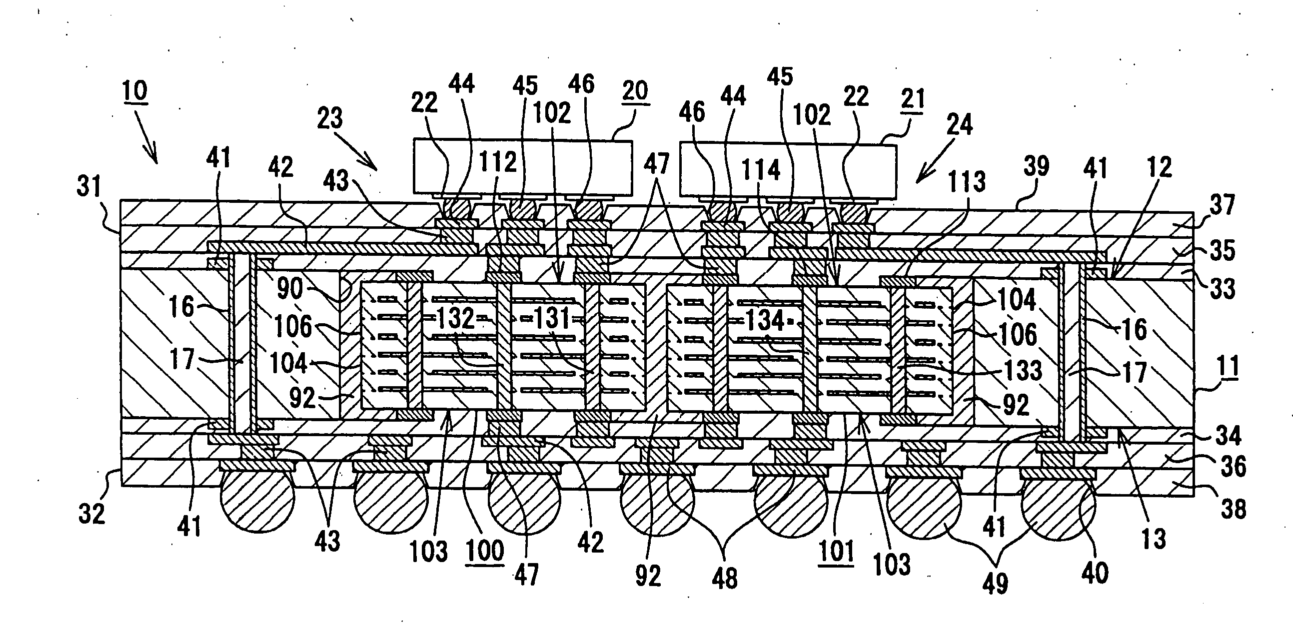 Wiring board construction including embedded ceramic capacitors(s)