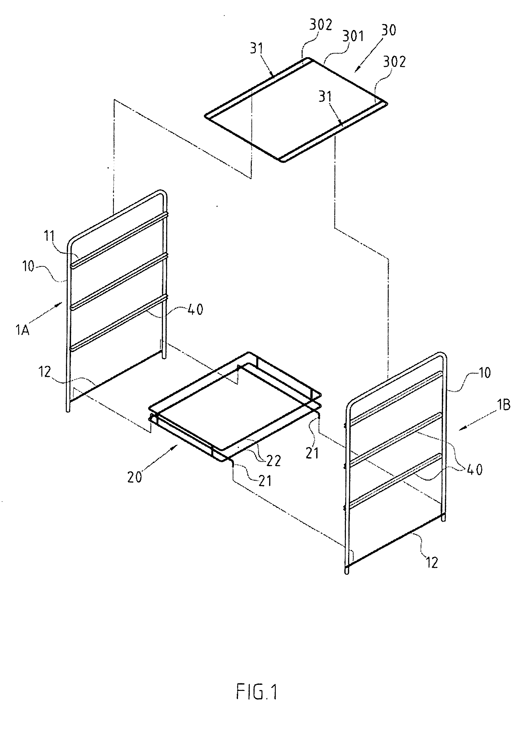 Structure of a modular shelf rack