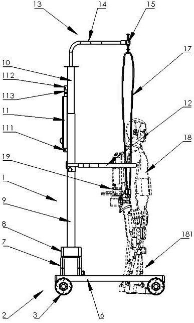 Walking following rehabilitation training equipment and automatic following control method