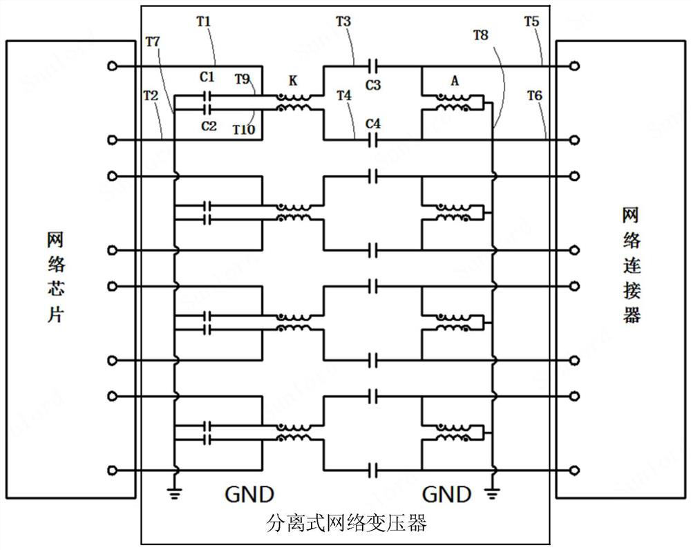 Separated network transformer and transformation equipment