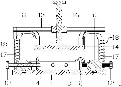 Casting and forming device of silica gel mould for fins of surfboard