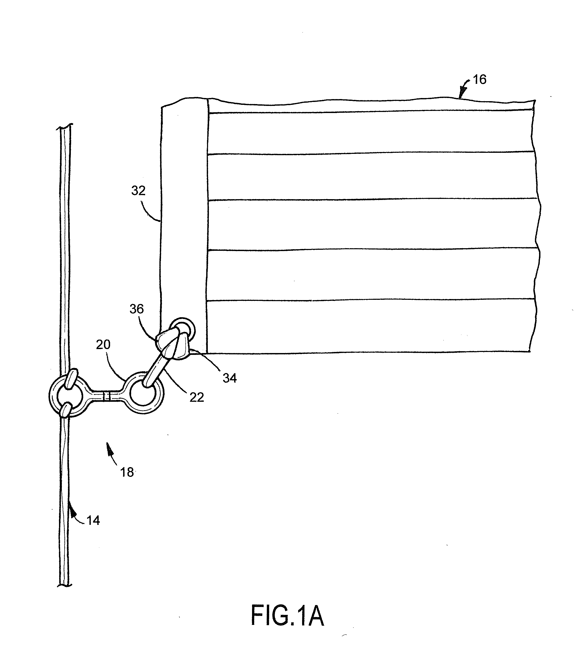 Bridge device for connecting a flag to a shackle