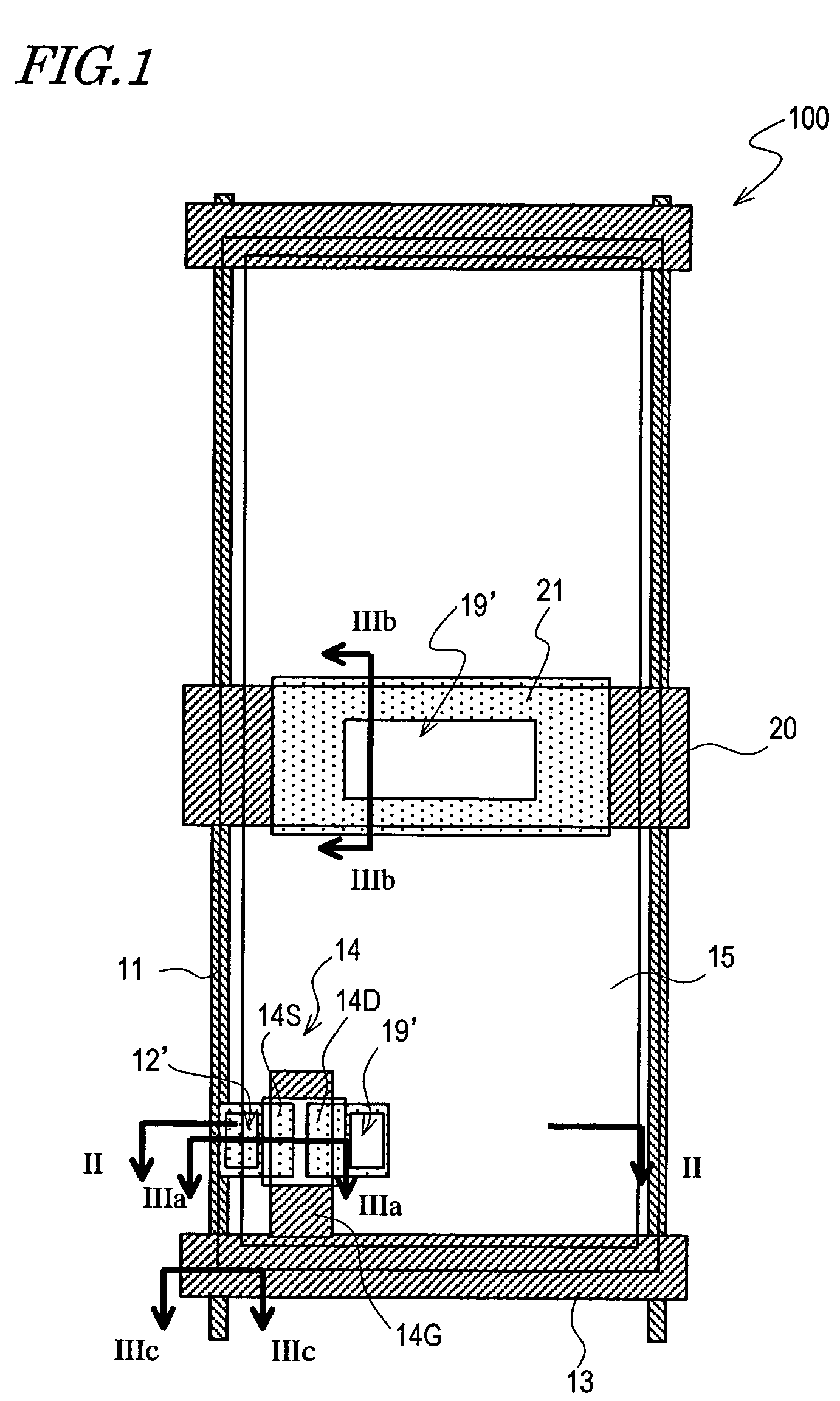 Active-matrix substrate and display device including the substrate wherein a bottom-gate TFT has data lines formed below the gate lines