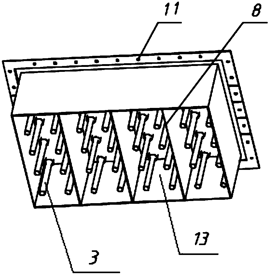 Denitrifying biological filter tank using integral water inlet and partition aeration backwashing