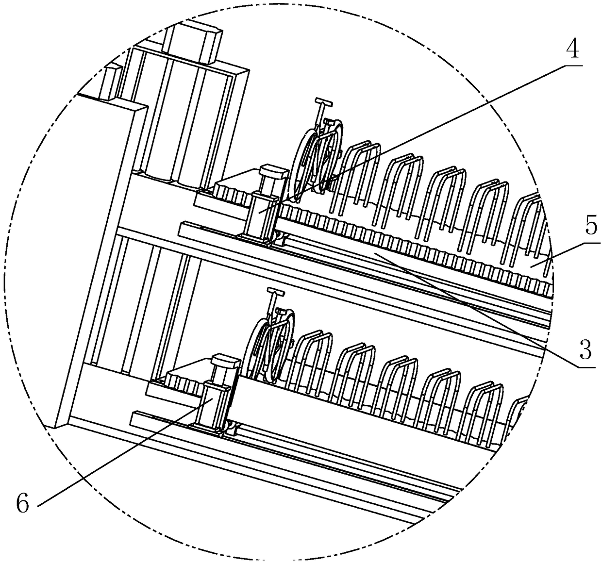 Vehicle parking device for transporting shared bicycles