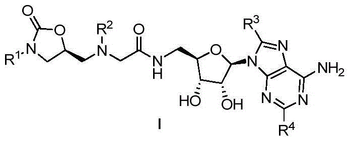 Oxazolidinone-adenosine type multi-target antibacterial compound and its preparation method and application