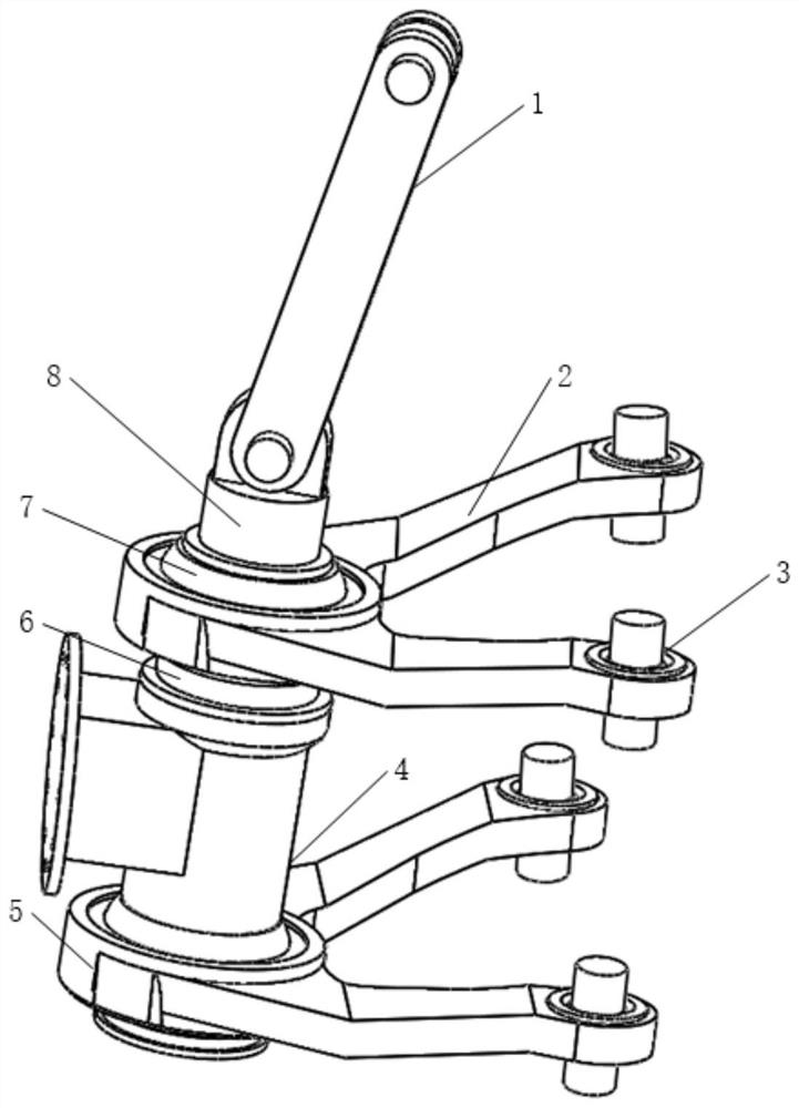 Double-fork-arm type front suspension of off-highway mining dump truck