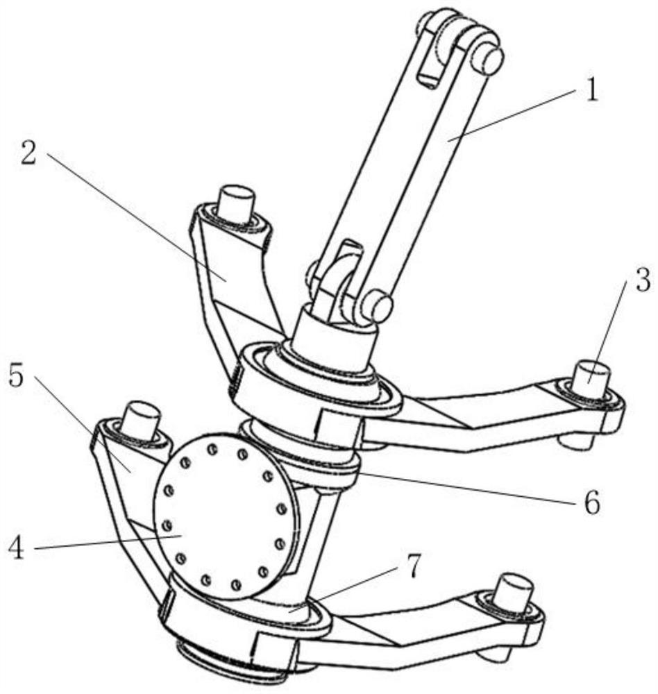 Double-fork-arm type front suspension of off-highway mining dump truck