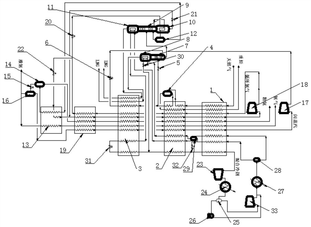 High-nitrogen-content and high-helium-content natural gas liquefaction and crude helium and nitrogen extraction system