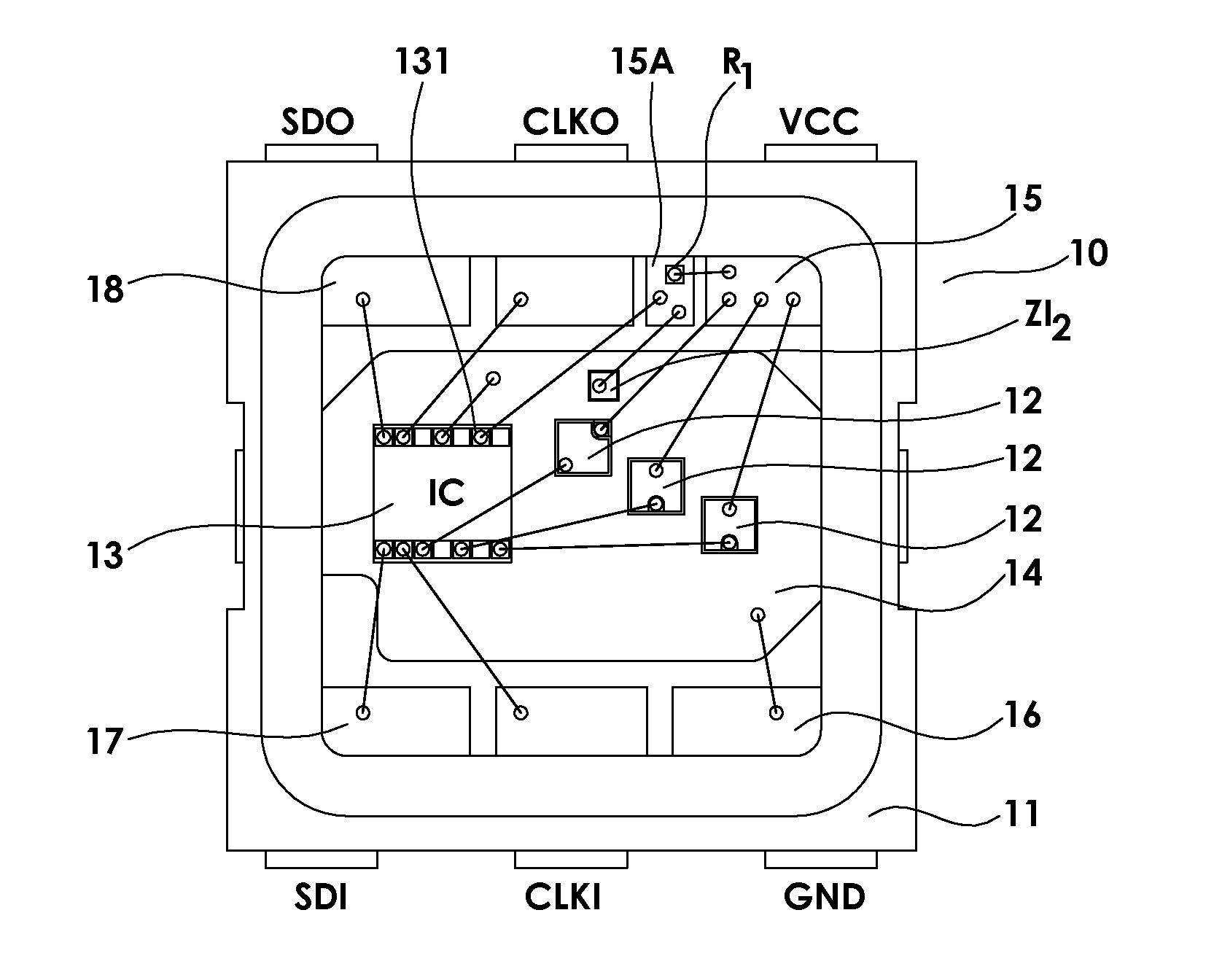 LED module packaging structure with an IC chip