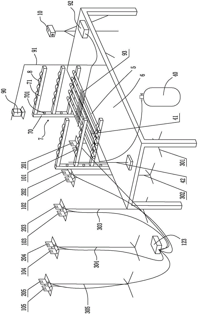 Test device of transverse spreading of fire between bunched cables