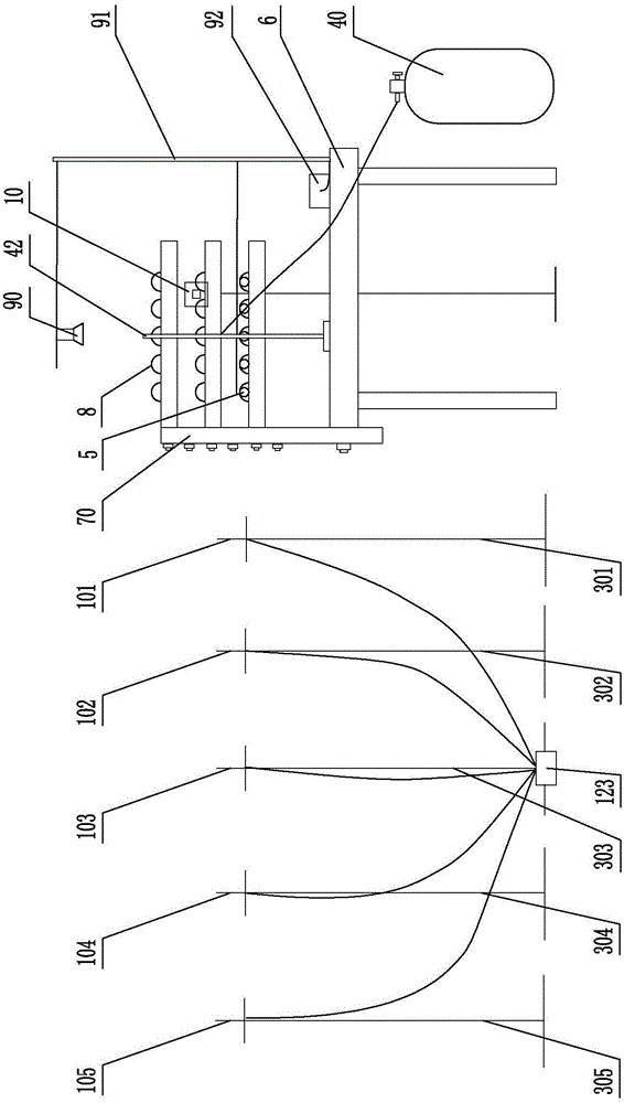 Test device of transverse spreading of fire between bunched cables