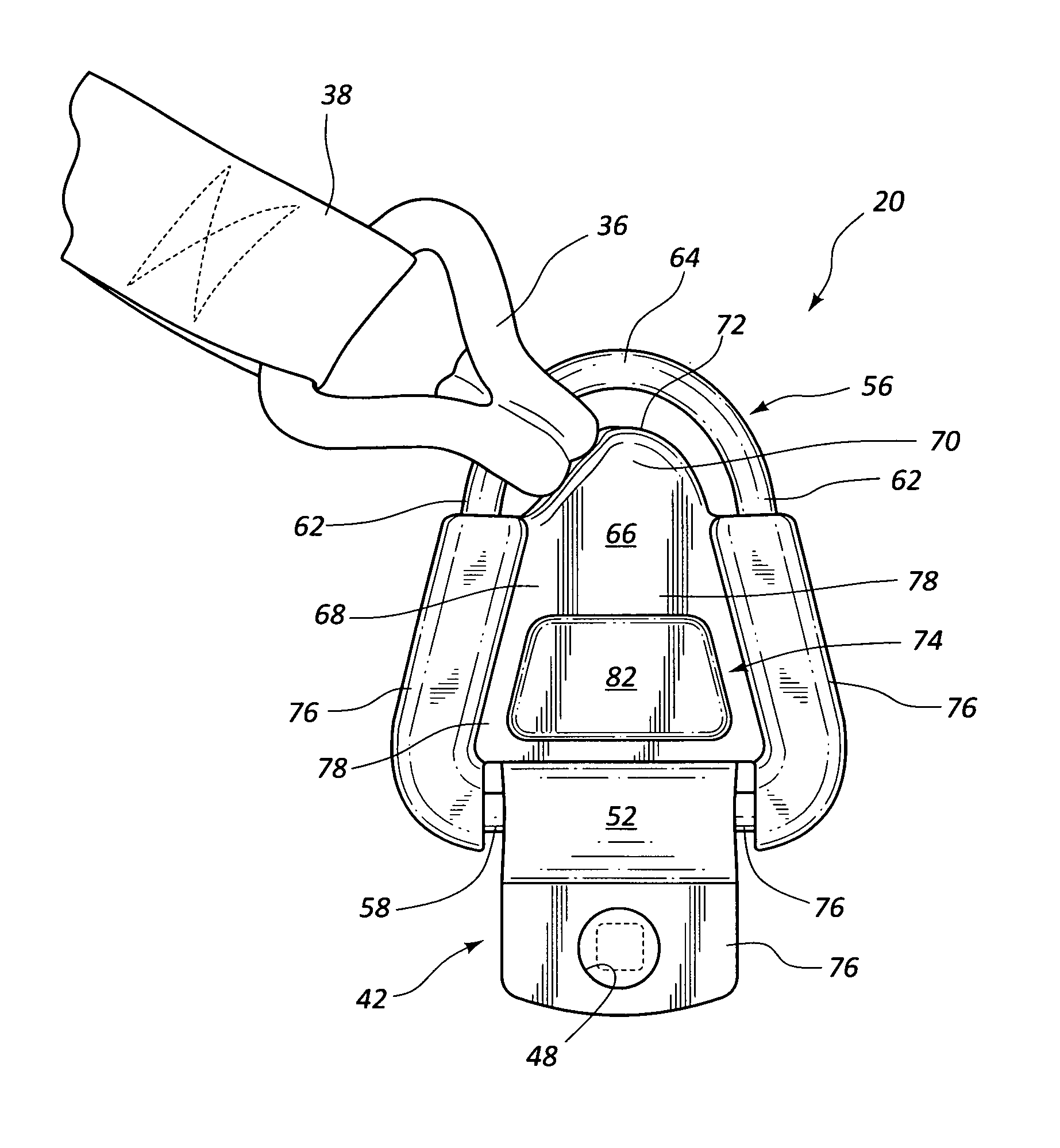 Hook end gripper of load securing straps