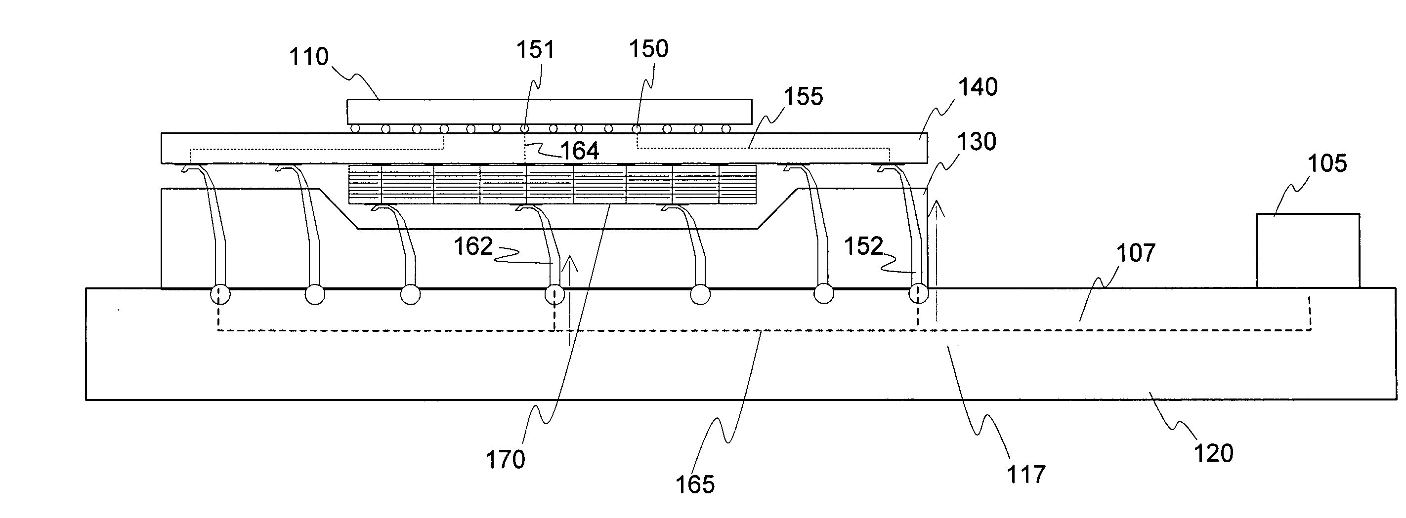 Array capacitor with IC contacts and applications