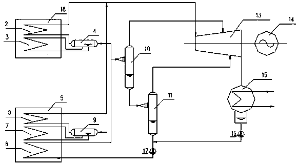 Two-stage flash evaporator of waste heat power generation system of cement kiln