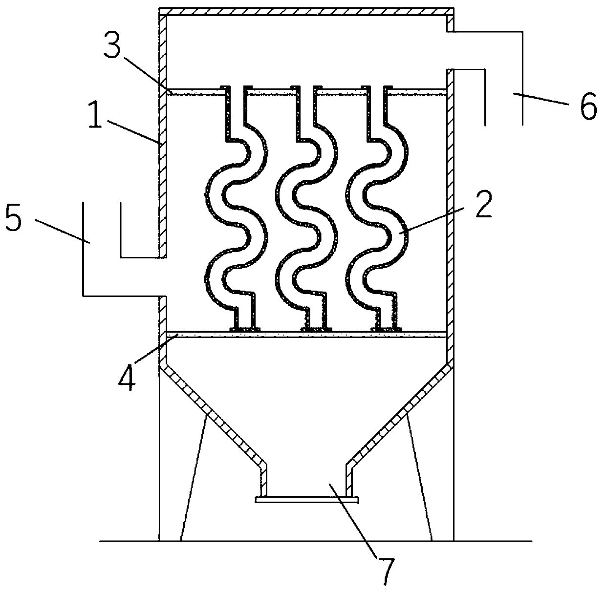 Dust removal device for calcining cokeand dust removal method thereof