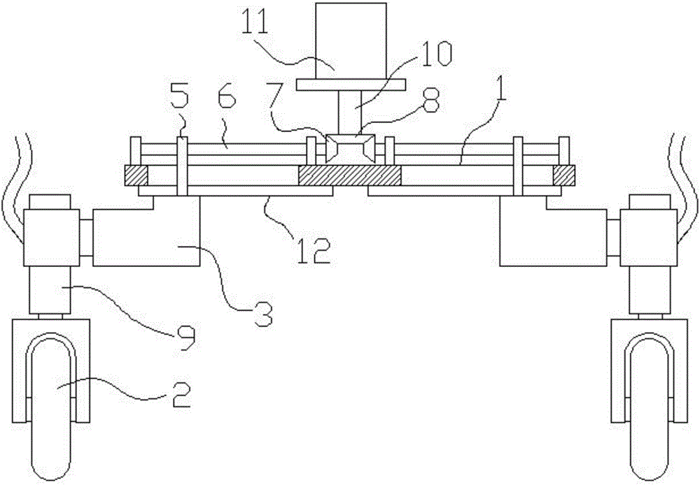 Vehicle frame mechanism with distance-adjustable wheels