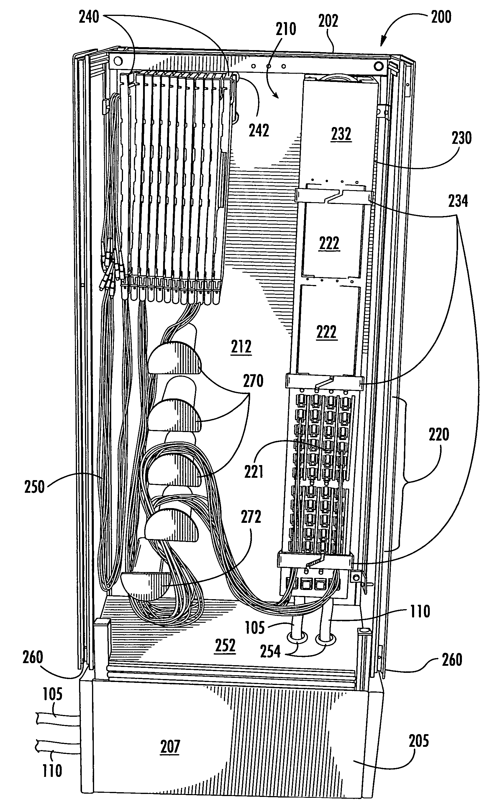 Optical fiber interconnect cabinets, termination modules and fiber connectivity management for the same